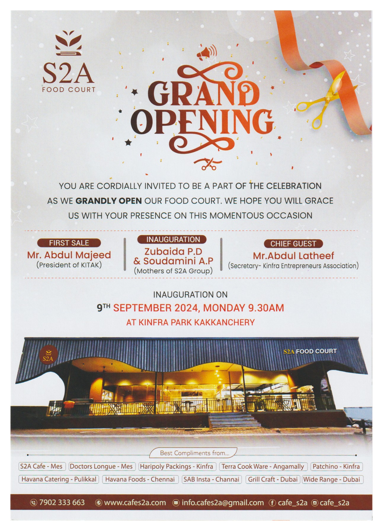 Grand opening - S2A Food Court @KINFRA